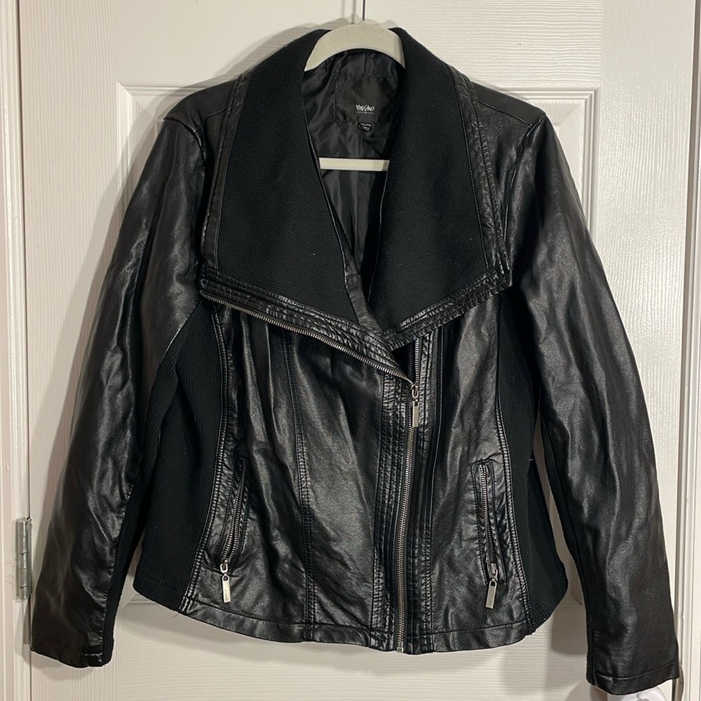 Mossimo XXL Faux Leather Black Bomber Jacket